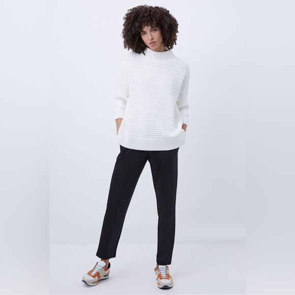 French Connection | White Knit Mozart Popcorn High Neck Sweater | Size L - Picture 5 of 10